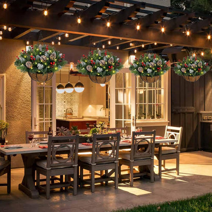 🎄Karácsonyi akció🏆Előre megvilágított műkarácsonyi függőkosár