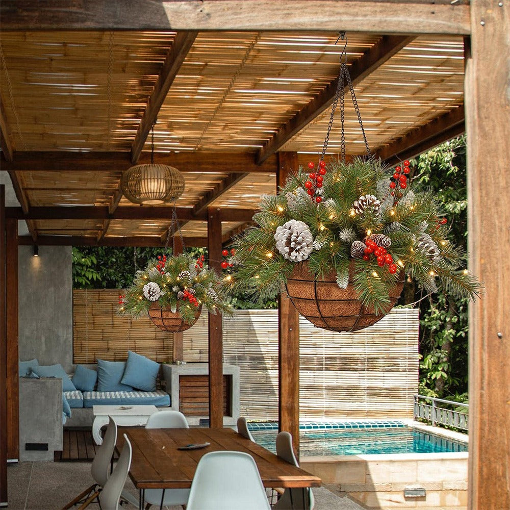 🎄Karácsonyi akció🏆Előre megvilágított műkarácsonyi függőkosár